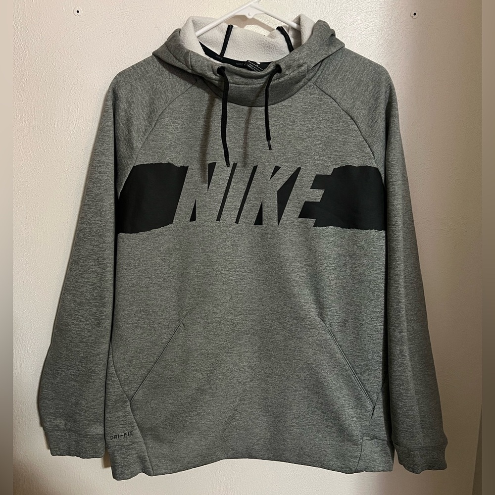 NIKE Classic Dri Fit Casual Athletic Athleisure Fleece Hoodie Grey Black Men's M